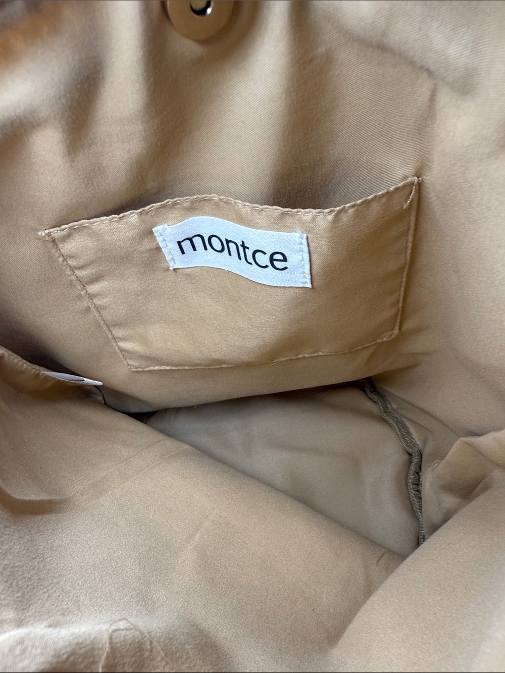 Montce Swim Ali Bucket Bag Cream Straw Brown Leather Boho Crossbody - Picture 4 of 10